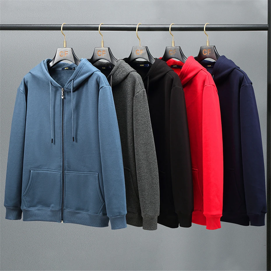 Plus Size 10XL 12XL Hoodie Men Autumn Winter Fleece Hoodies Solid Color Jacket Hoodies Big Size 12XL Blue Black Red Grey