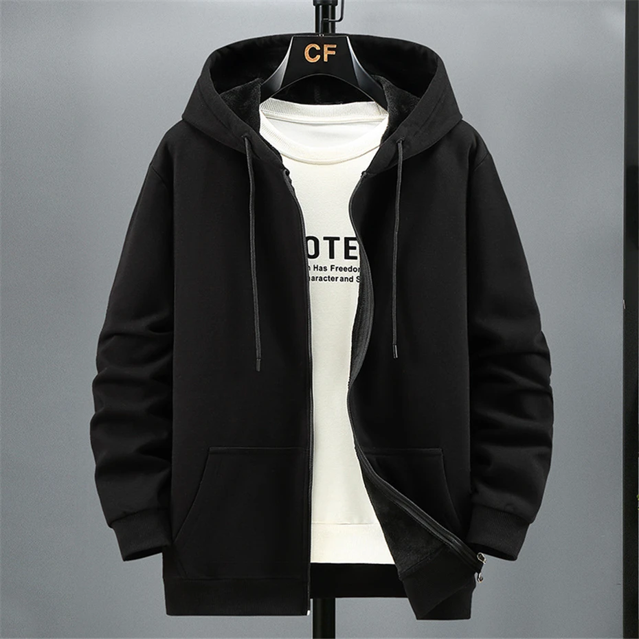 Plus Size 10XL 12XL Hoodie Men Autumn Winter Fleece Hoodies Solid Color Jacket Hoodies Big Size 12XL Blue Black Red Grey