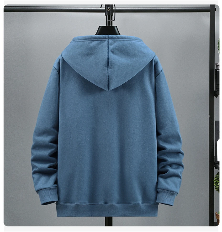 Plus Size 10XL 12XL Hoodie Men Autumn Winter Fleece Hoodies Solid Color Jacket Hoodies Big Size 12XL Blue Black Red Grey