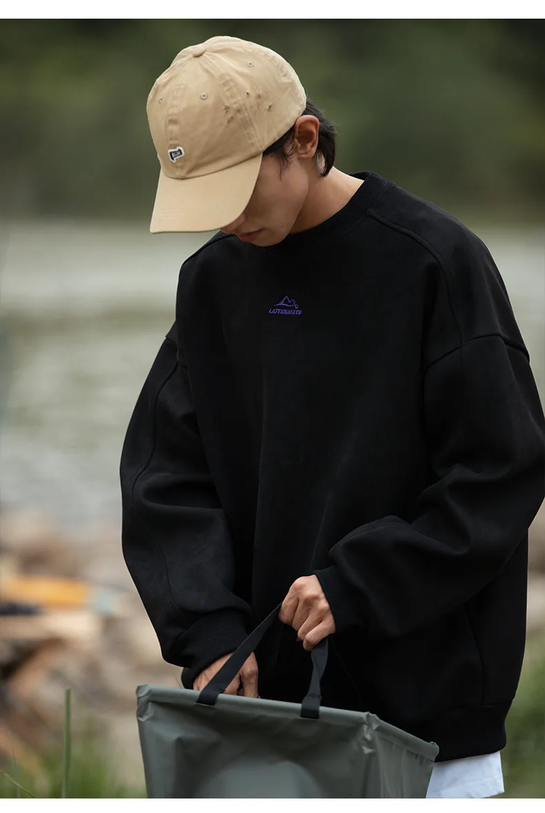 TFETTERS Brand Suede Sweatshirts for Men 2026 New Autumn Winter Clothing Baggy Vintage Pullovers Couples O Neck Oversize Blouse