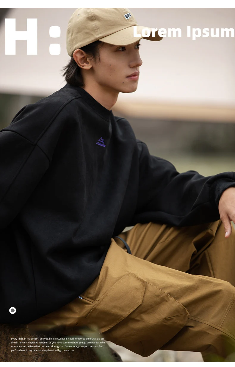 TFETTERS Brand Suede Sweatshirts for Men 2026 New Autumn Winter Clothing Baggy Vintage Pullovers Couples O Neck Oversize Blouse