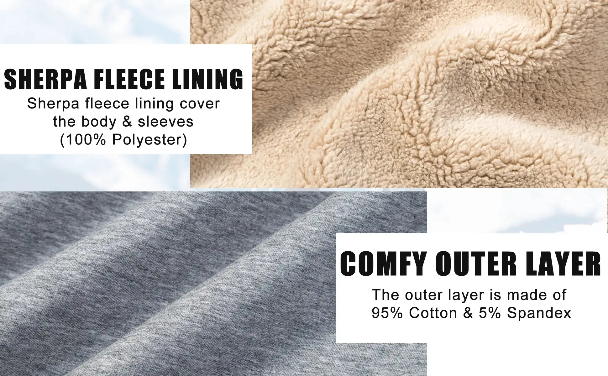 TACVASEN Winter Thicken Fleece Crewneck Sweatshirt Mens Warm Sherpa Lined Heavy Winter Pullover Basic Tops Shirts No Hood Hoodie