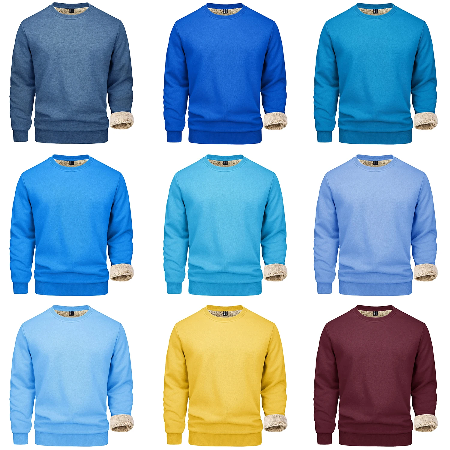 TACVASEN Winter Thicken Fleece Crewneck Sweatshirt Mens Warm Sherpa Lined Heavy Winter Pullover Basic Tops Shirts No Hood Hoodie