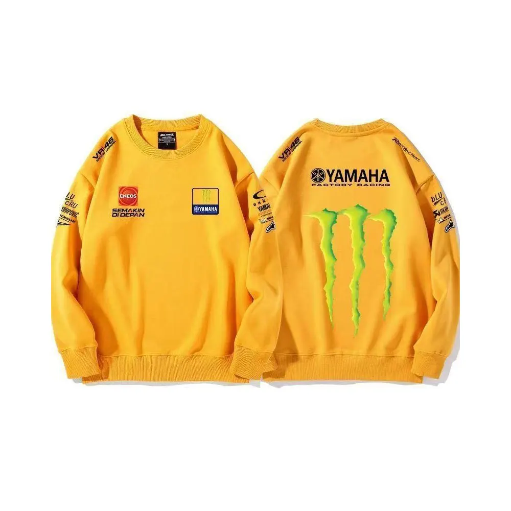 Men's Yamaha Monster Energy Racing Sweatshirt Casual Long Sleeve Crew Neck Pullover Motocross Streetwear Loose Fit Tops