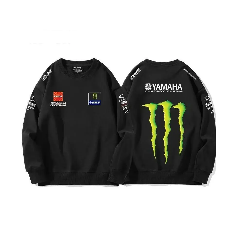 Men's Yamaha Monster Energy Racing Sweatshirt Casual Long Sleeve Crew Neck Pullover Motocross Streetwear Loose Fit Tops