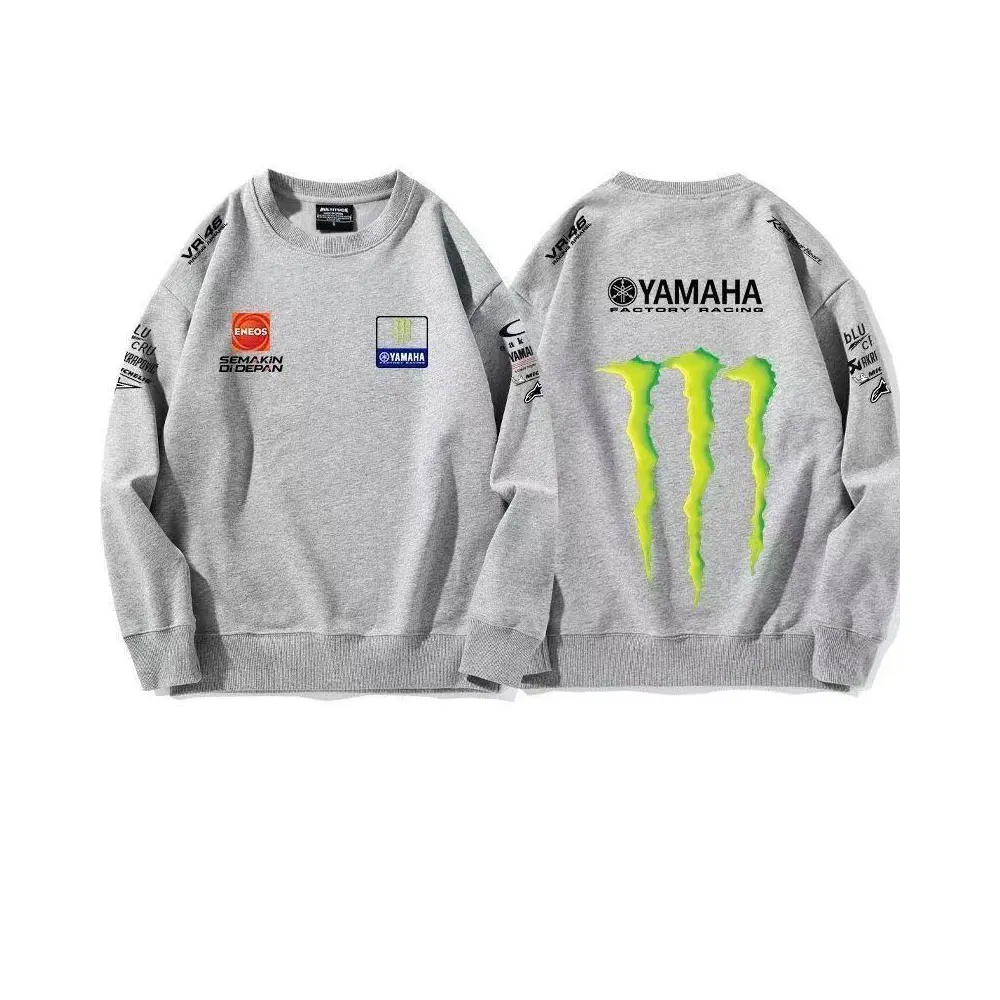Men's Yamaha Monster Energy Racing Sweatshirt Casual Long Sleeve Crew Neck Pullover Motocross Streetwear Loose Fit Tops