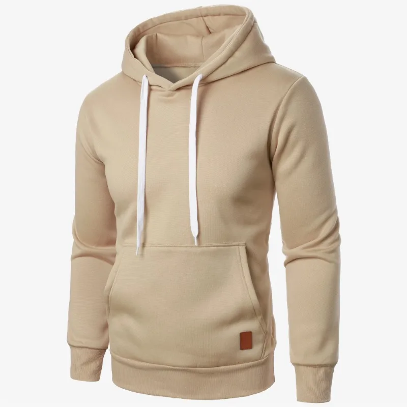 Mens Casual Hooded Collar Drawstring Hoodies Sweatshirts Long Sleeve Shirts Outdoor Streetwear Solid Color Lightweight Pullover