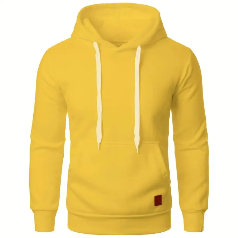Mens Casual Hooded Collar Drawstring Hoodies Sweatshirts Long Sleeve Shirts Outdoor Streetwear Solid Color Lightweight Pullover