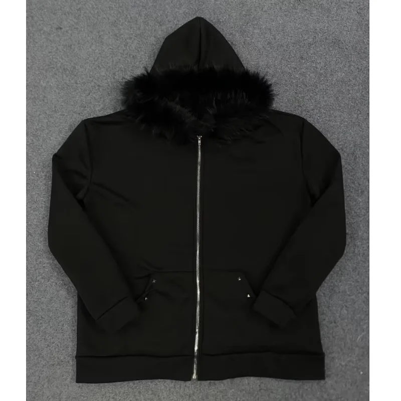 Y2K Style Hoodie Fluffy Sherpa Fleece Pullover Long Sleeve Zip Up Retro Streetwear Vintage 2000s Sweatshirt for Women Men Unisex