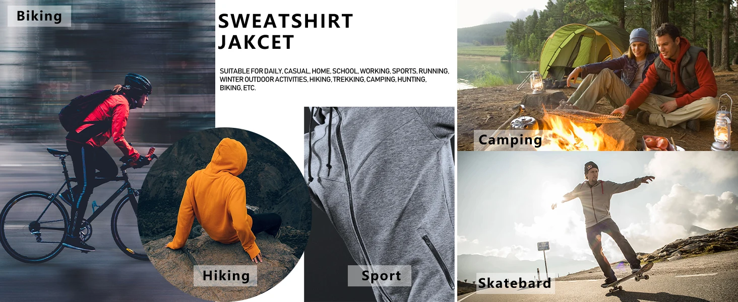 TACVASEN Fleece Lining Winter Hoodie Mens Sherpa Jackets Windproof Full Zip Warm Coats Climbing Hooded Casual Outwear Sportswear