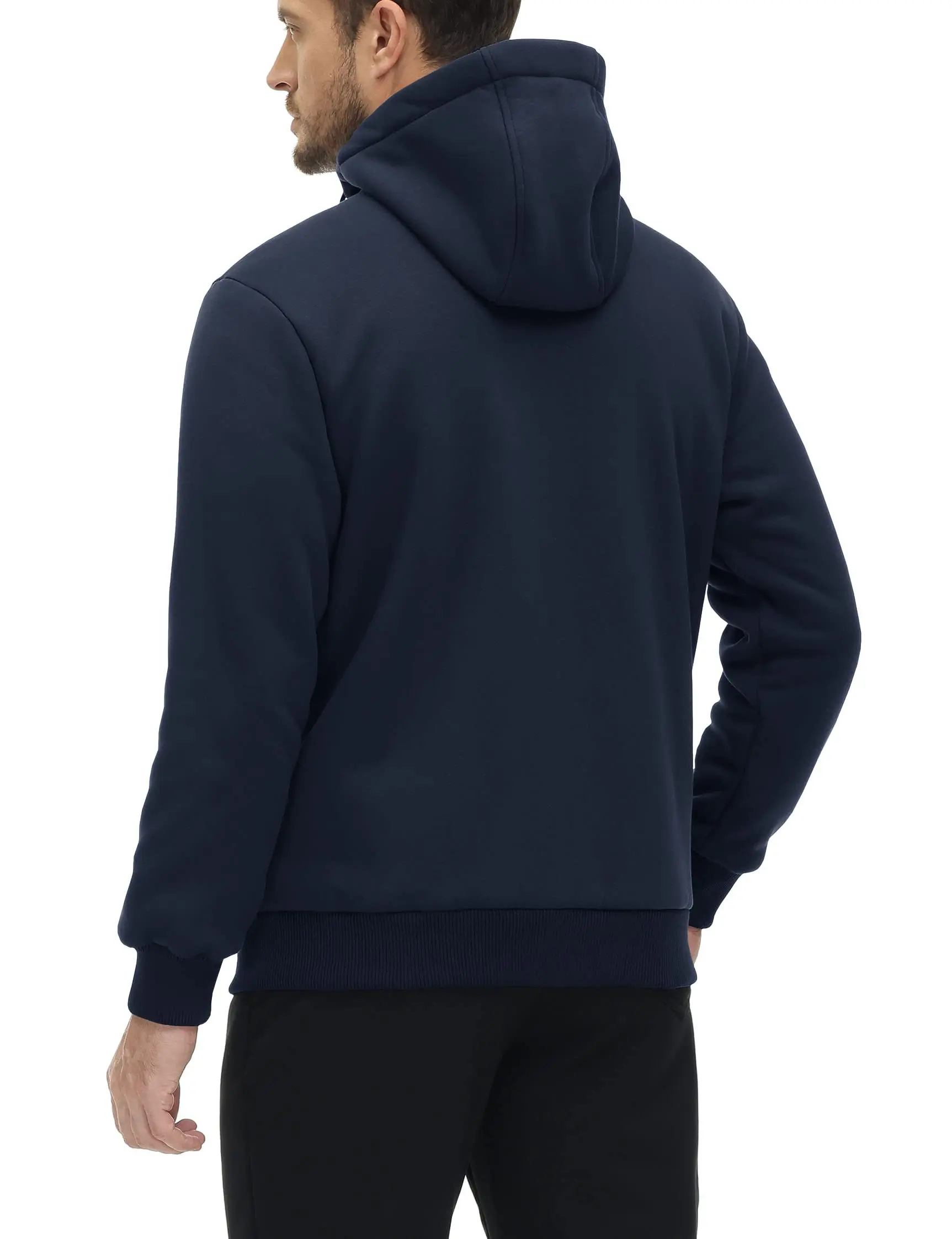 TACVASEN Fleece Lining Winter Hoodie Mens Sherpa Jackets Windproof Full Zip Warm Coats Climbing Hooded Casual Outwear Sportswear