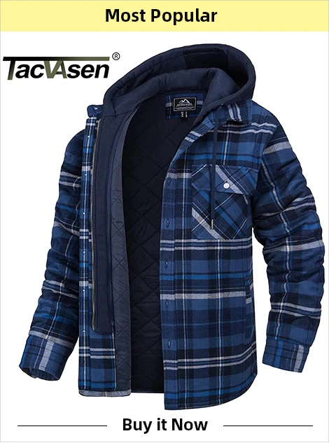 TACVASEN Fleece Lining Winter Hoodie Mens Sherpa Jackets Windproof Full Zip Warm Coats Climbing Hooded Casual Outwear Sportswear