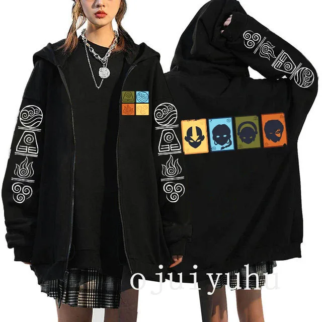 Avatar The Last Airbender Zip Up Hoodies Appa Yip Harajuku Print Zippper Jackets Sweatshirt Fashion Mange Vintage Y2k Streetwear
