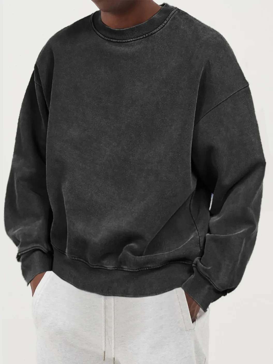 Vintage Solid Sweatshirts Male Washed Cotton Sportswear Warm Autumn Pullovers Casual Comfy Hoodie Fashion Oversized Streetwers