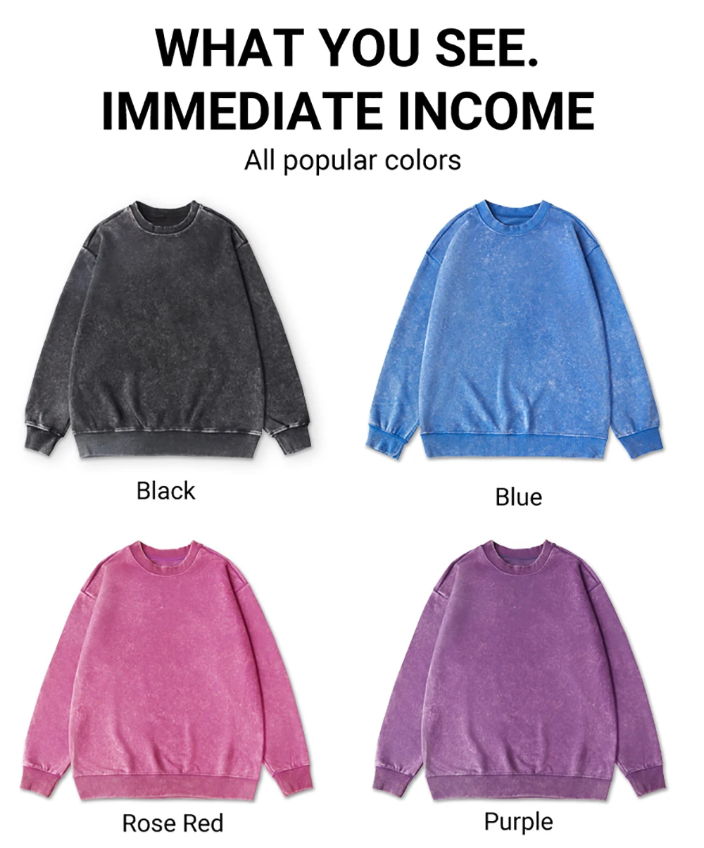 Vintage Solid Sweatshirts Male Washed Cotton Sportswear Warm Autumn Pullovers Casual Comfy Hoodie Fashion Oversized Streetwers