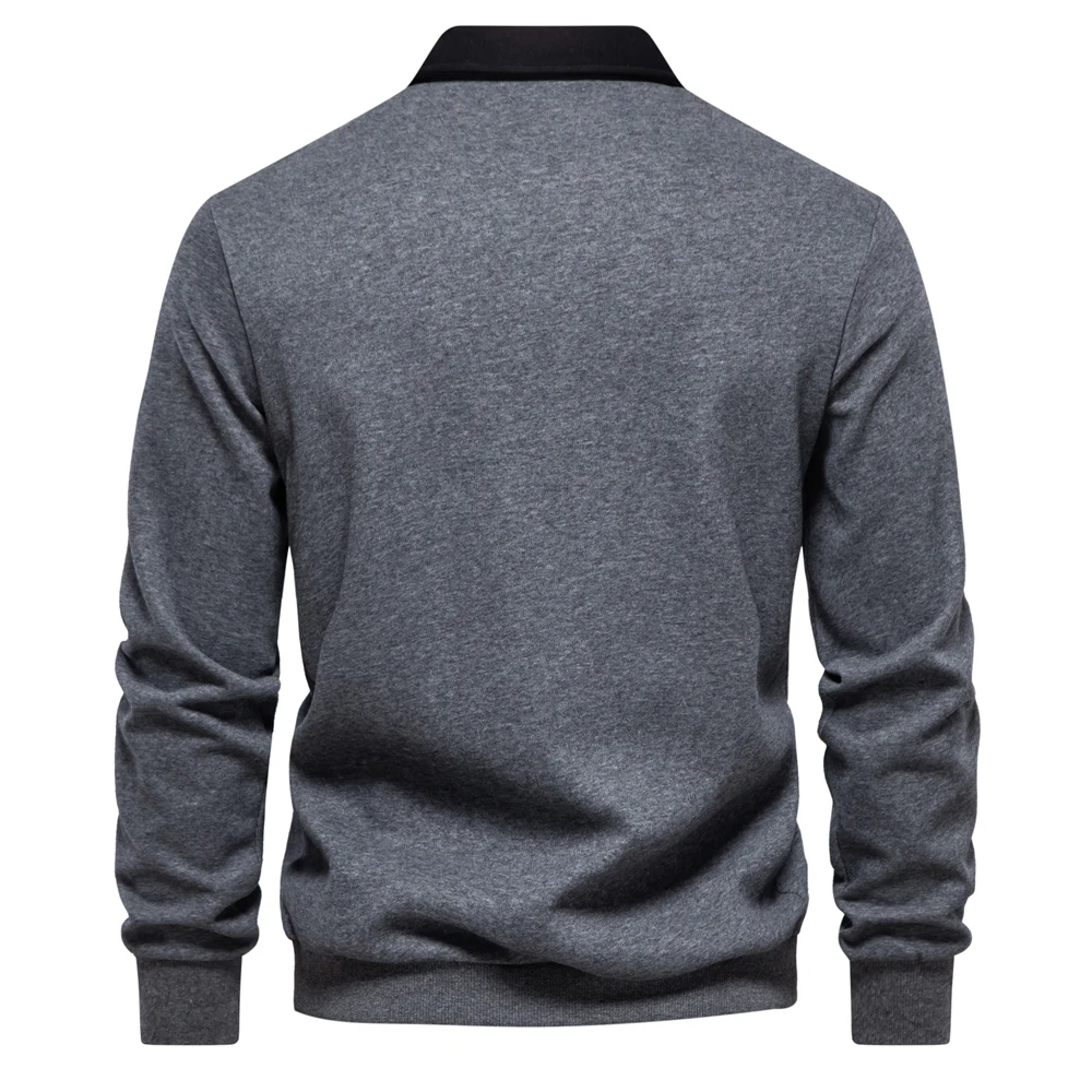 2023 New Autumn Fashion Design Polo Neck Sweatshirts for Men Casual and Social Wear Quality Cotton Mens Sweatshirts