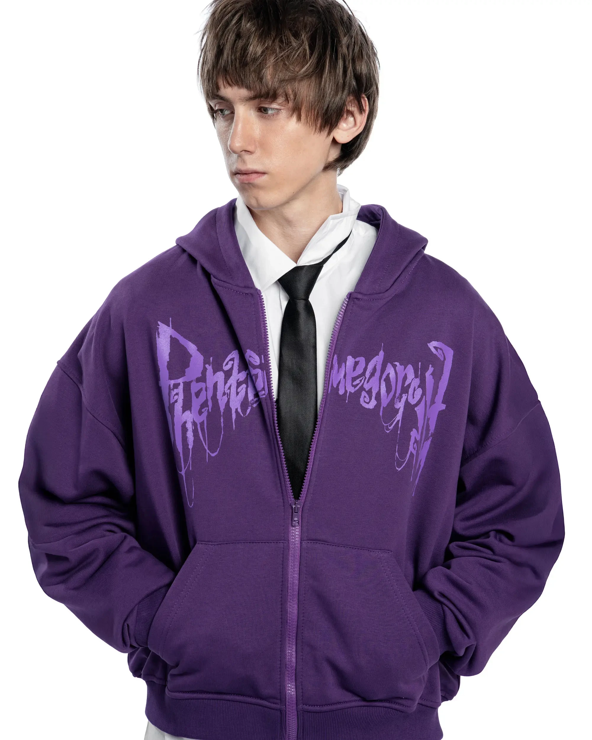 Streetwear Men Ghost wheel Zipper Hoodie Phantasmagoria Graphic Zip Hooded Pullover Sweatshirt Hip Hop Jacket Y2K Clothing Tops