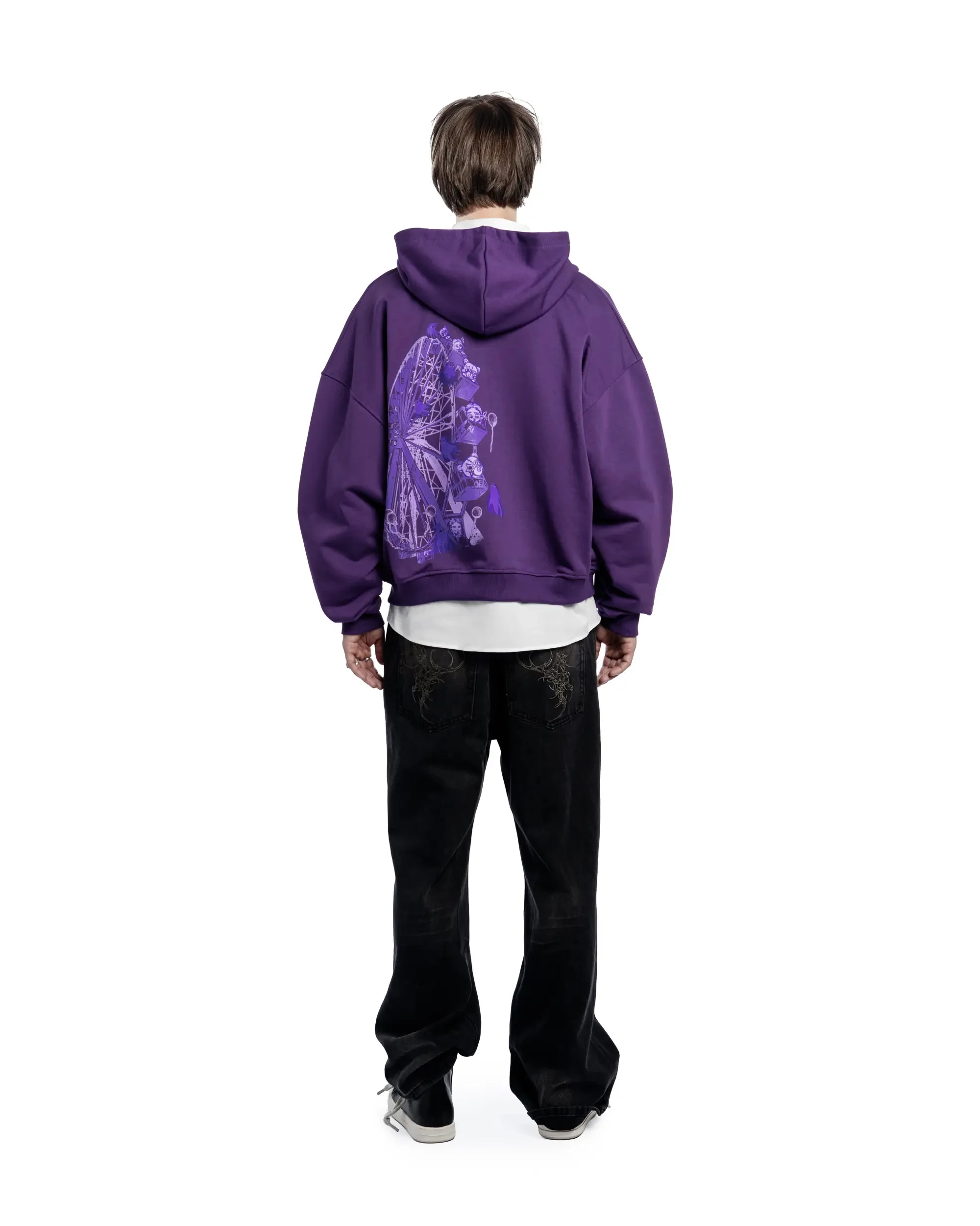 Streetwear Men Ghost wheel Zipper Hoodie Phantasmagoria Graphic Zip Hooded Pullover Sweatshirt Hip Hop Jacket Y2K Clothing Tops