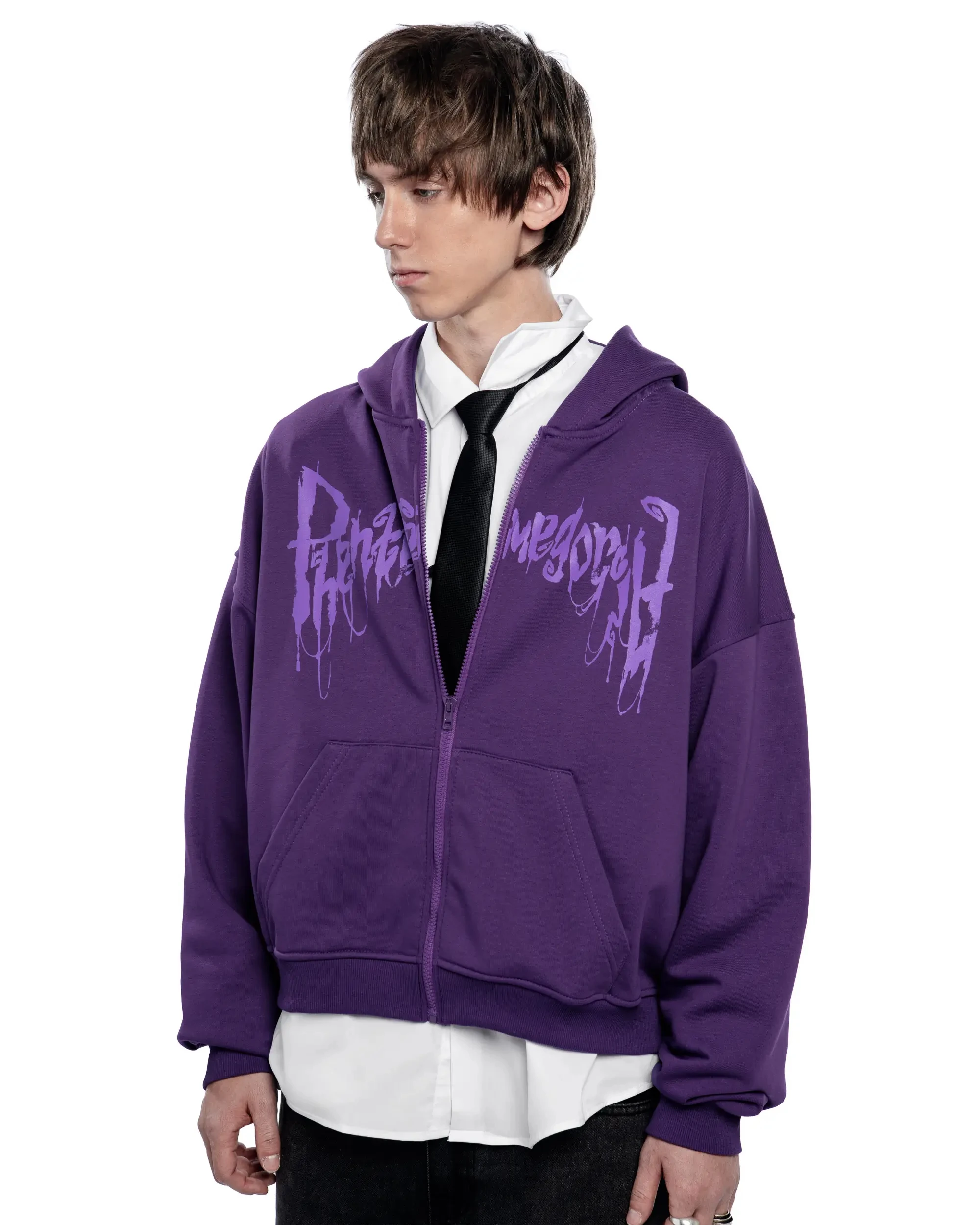 Streetwear Men Ghost wheel Zipper Hoodie Phantasmagoria Graphic Zip Hooded Pullover Sweatshirt Hip Hop Jacket Y2K Clothing Tops