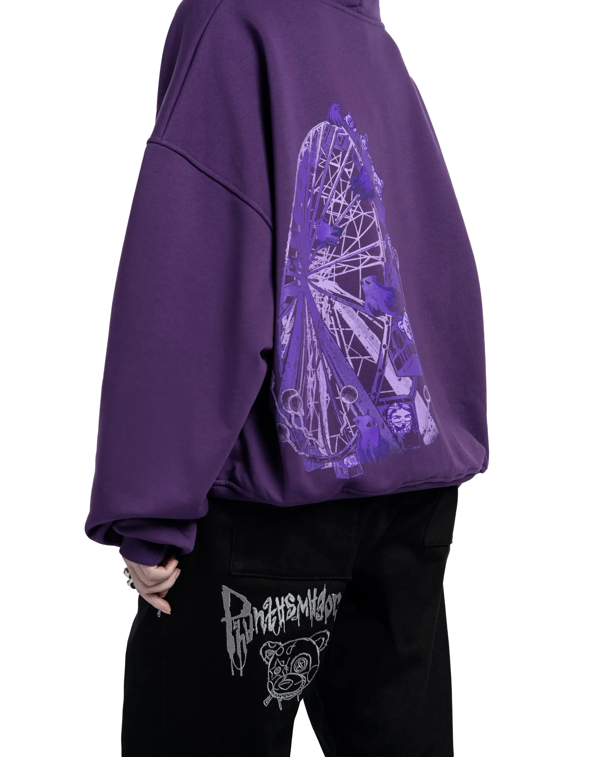 Streetwear Men Ghost wheel Zipper Hoodie Phantasmagoria Graphic Zip Hooded Pullover Sweatshirt Hip Hop Jacket Y2K Clothing Tops