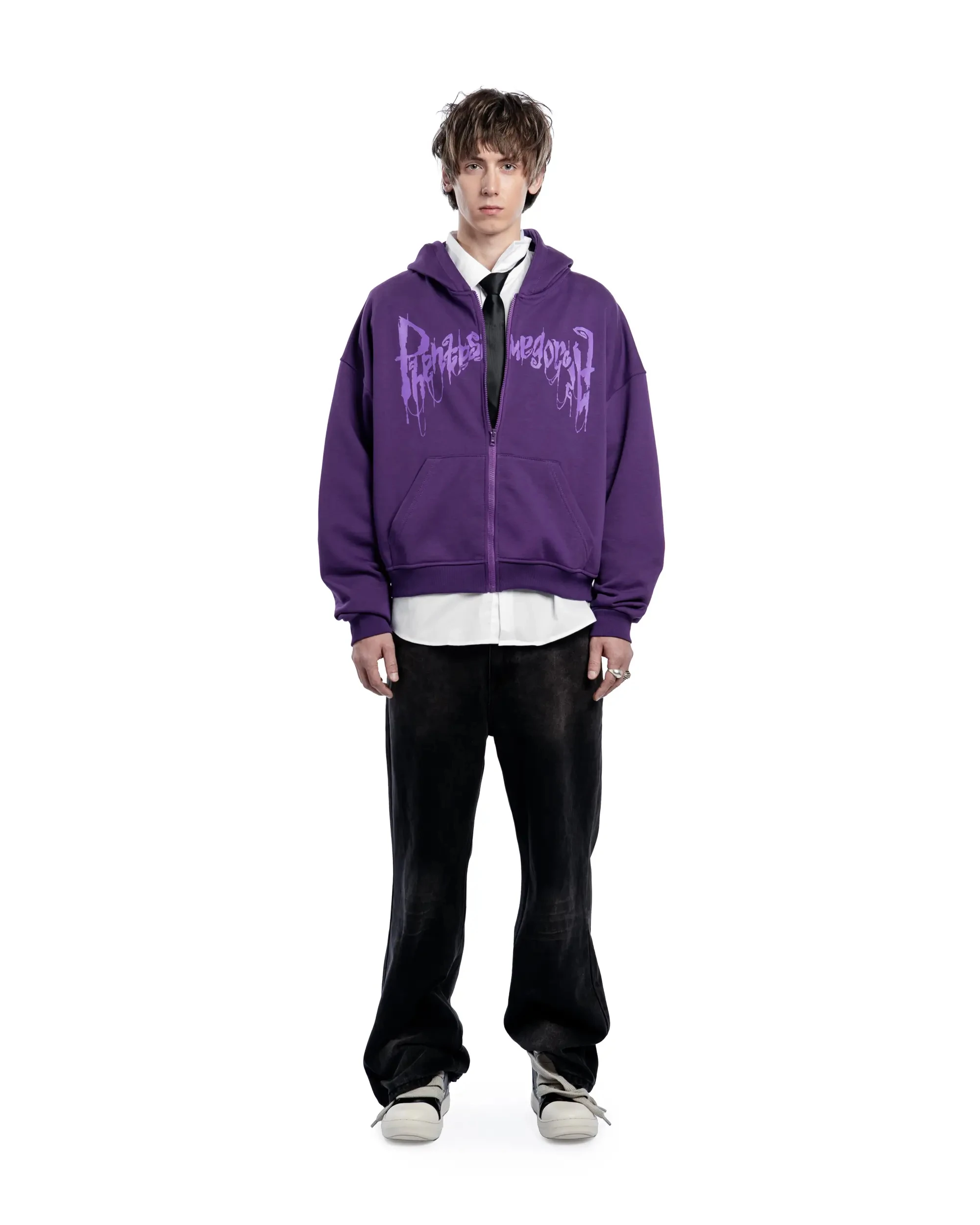Streetwear Men Ghost wheel Zipper Hoodie Phantasmagoria Graphic Zip Hooded Pullover Sweatshirt Hip Hop Jacket Y2K Clothing Tops
