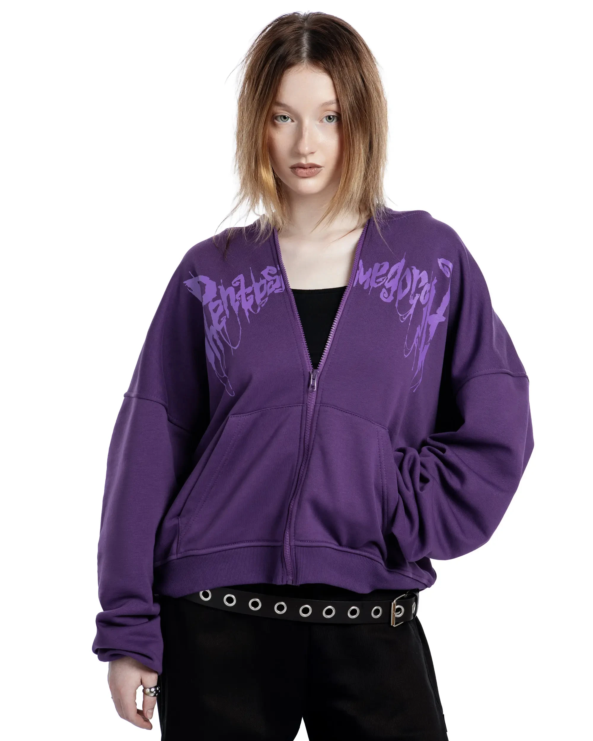 Streetwear Men Ghost wheel Zipper Hoodie Phantasmagoria Graphic Zip Hooded Pullover Sweatshirt Hip Hop Jacket Y2K Clothing Tops