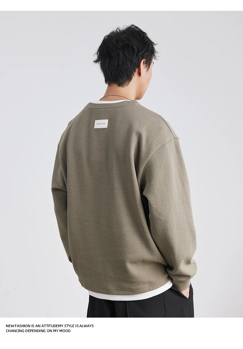 Autumn New Fashion High-end Fake Two-piece Sweatshirt Men's Loose Trendy Pullover Casual Bottoming Shirt Long-sleeved Top Men
