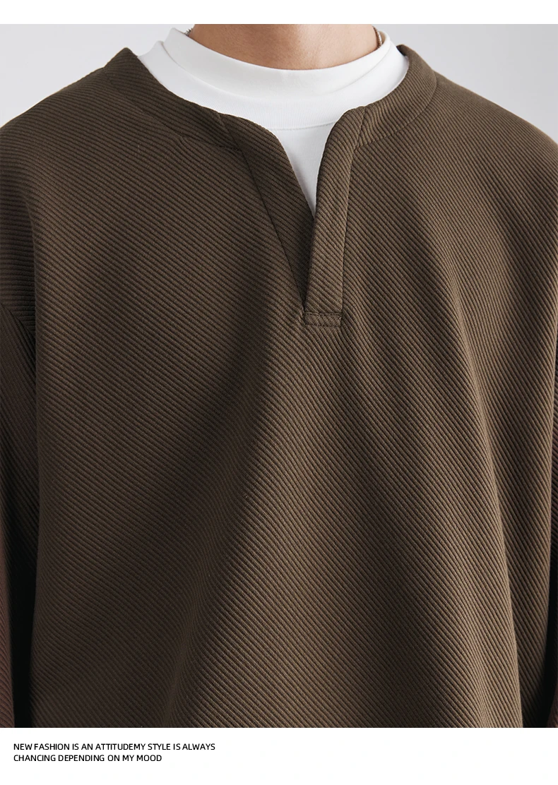 Autumn New Fashion High-end Fake Two-piece Sweatshirt Men's Loose Trendy Pullover Casual Bottoming Shirt Long-sleeved Top Men