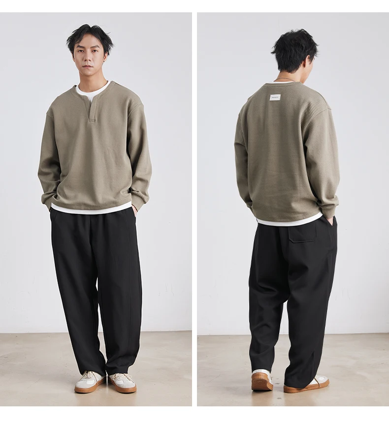 Autumn New Fashion High-end Fake Two-piece Sweatshirt Men's Loose Trendy Pullover Casual Bottoming Shirt Long-sleeved Top Men