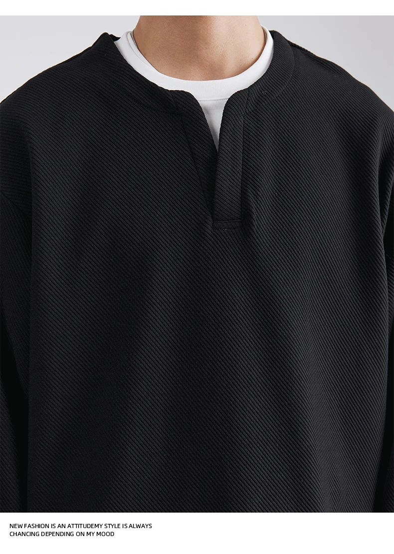 Autumn New Fashion High-end Fake Two-piece Sweatshirt Men's Loose Trendy Pullover Casual Bottoming Shirt Long-sleeved Top Men