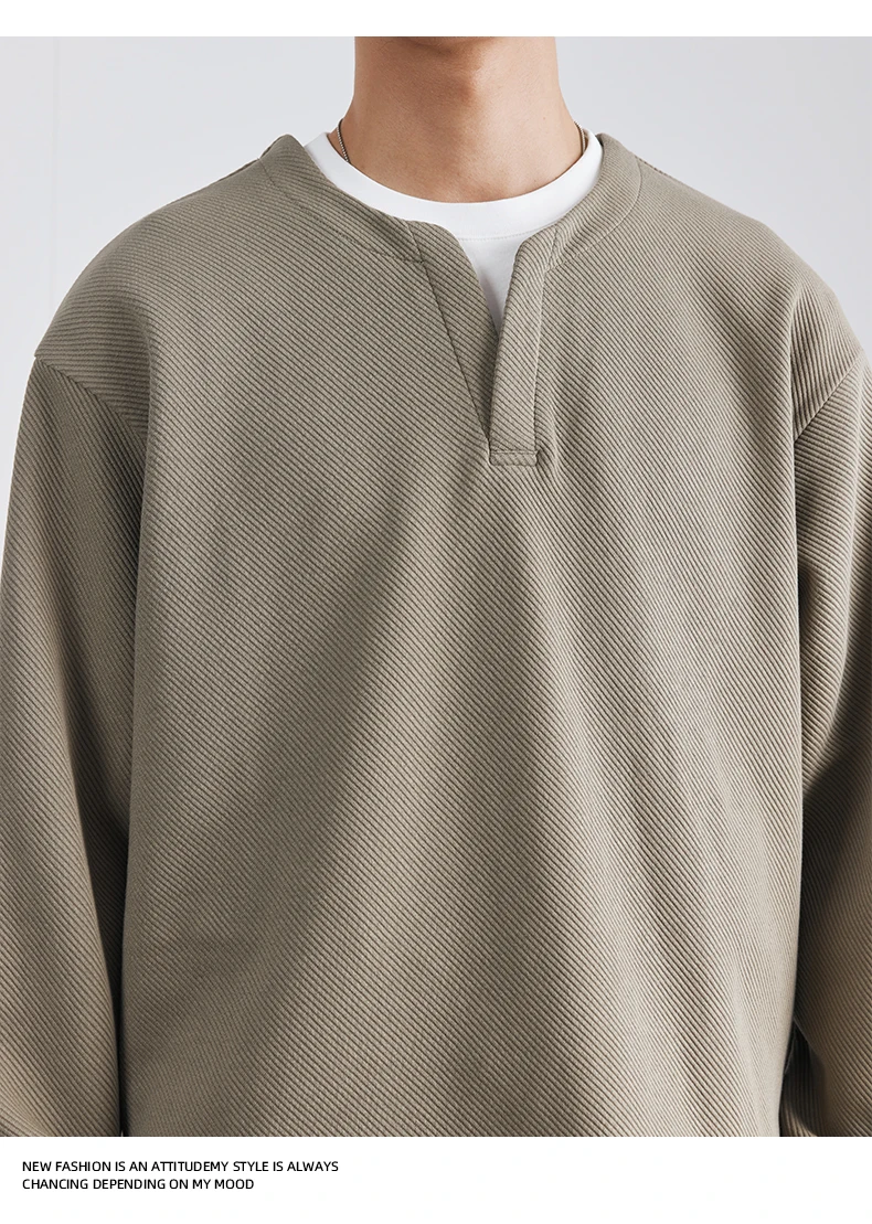 Autumn New Fashion High-end Fake Two-piece Sweatshirt Men's Loose Trendy Pullover Casual Bottoming Shirt Long-sleeved Top Men