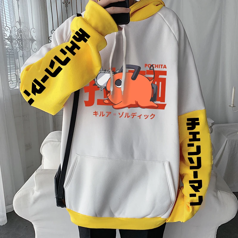 Japan Anime Pochita Chainsaw Man Hoodies Men Women Long Sleeve Pullover Hoody Spring Fleece Comfortable Hooded Sweatshirts