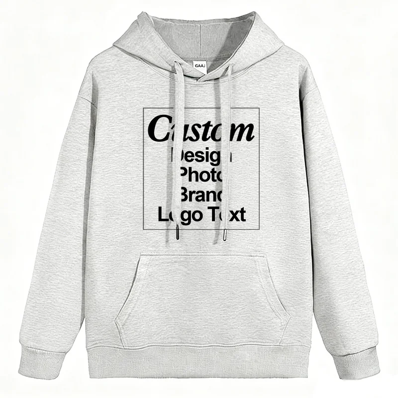 High Quality Custom Hoodie Cotton Sweatshirt Print Embroidery Brand Logo Text Photo Design Men Women Famliy Team Clothing 300g