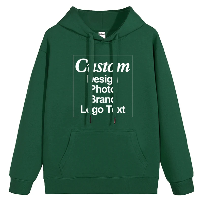 High Quality Custom Hoodie Cotton Sweatshirt Print Embroidery Brand Logo Text Photo Design Men Women Famliy Team Clothing 300g