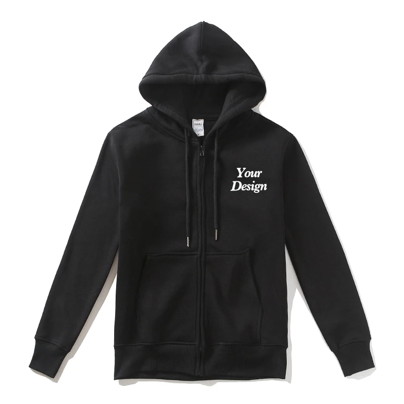 Top Quality Custom Cotton Zipper Hoodie Print Photo Text Brand Logo Men Womens Thick Fleece Autumn Winter Warm Sweatshirt 350gsm