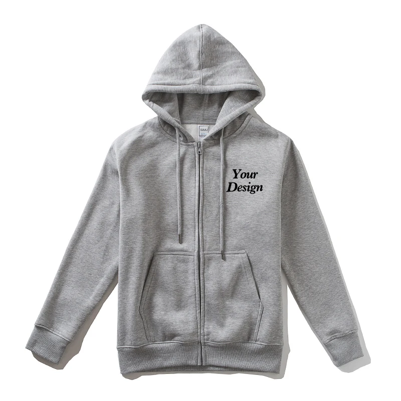 Top Quality Custom Cotton Zipper Hoodie Print Photo Text Brand Logo Men Womens Thick Fleece Autumn Winter Warm Sweatshirt 350gsm
