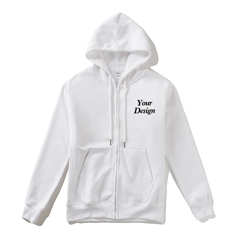 Top Quality Custom Cotton Zipper Hoodie Print Photo Text Brand Logo Men Womens Thick Fleece Autumn Winter Warm Sweatshirt 350gsm