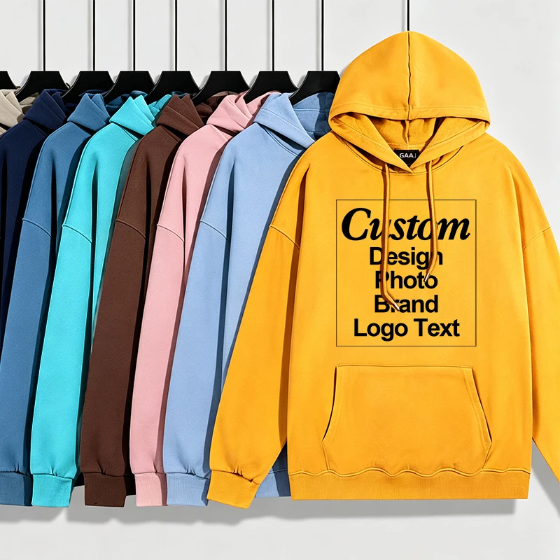 GAAJ Custom Hoodie Sweatshirt 260gsm Lightweight Soft 21 Colors Personalized Print Brand Logo Text Photo Men Women Unisex