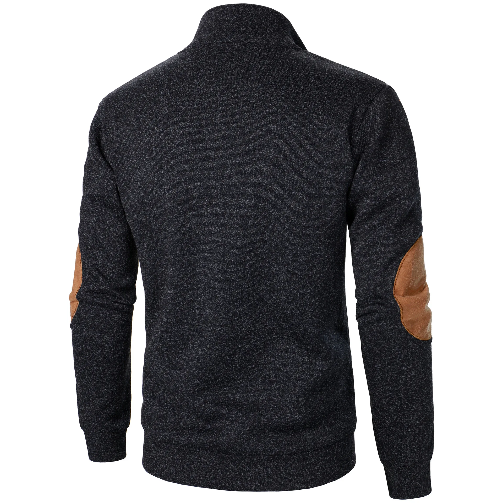 Men's Autumn Sweatshirt Patchwork Contrast Color Hoodies Stand Collar Men Botton Down Vintage Pullovers
