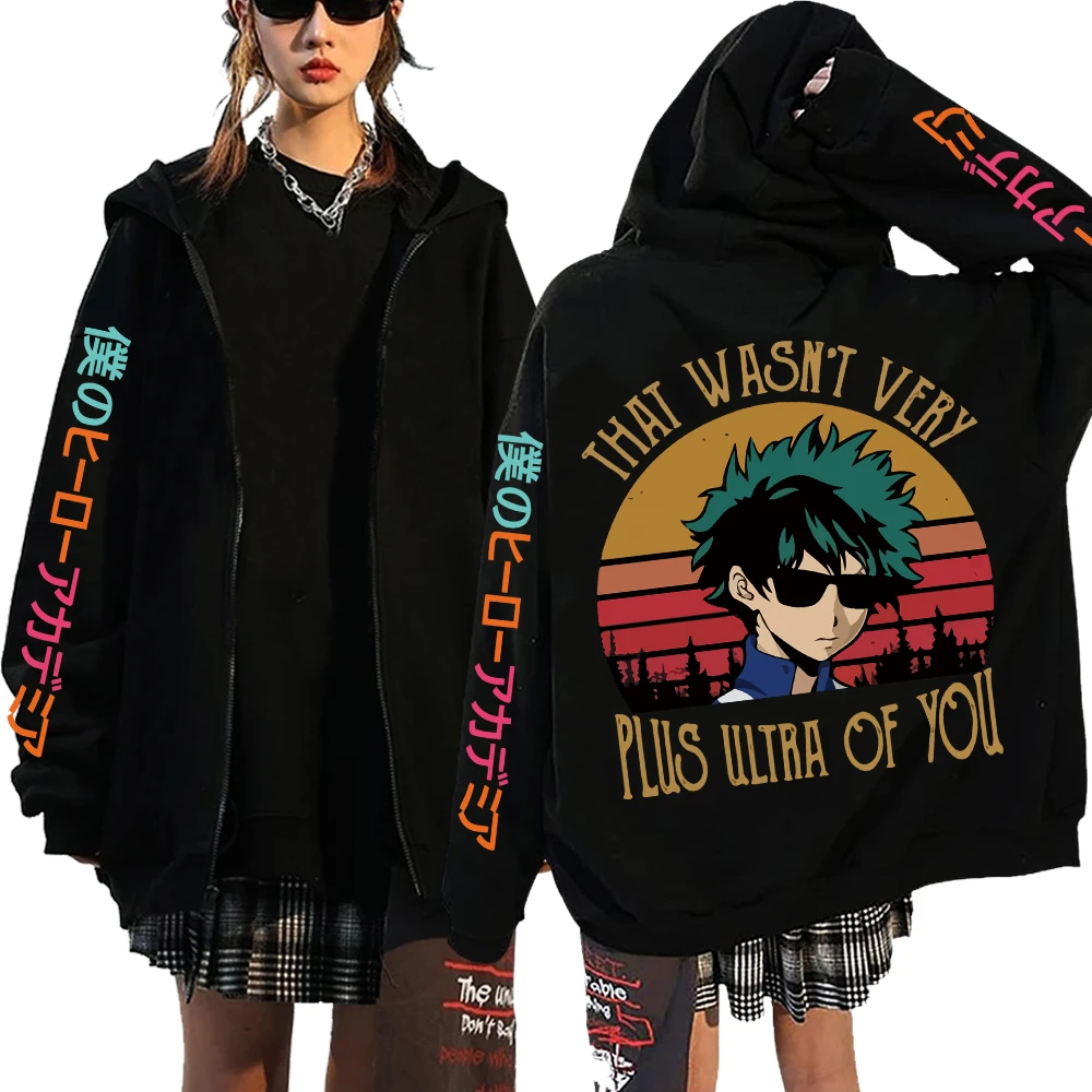 Anime My Hero Academia Todoroki Shoto Zip Up Hoodies Funny Bakugou Katsuki Harajuku Oversize Streetwear Clothes zipper coats