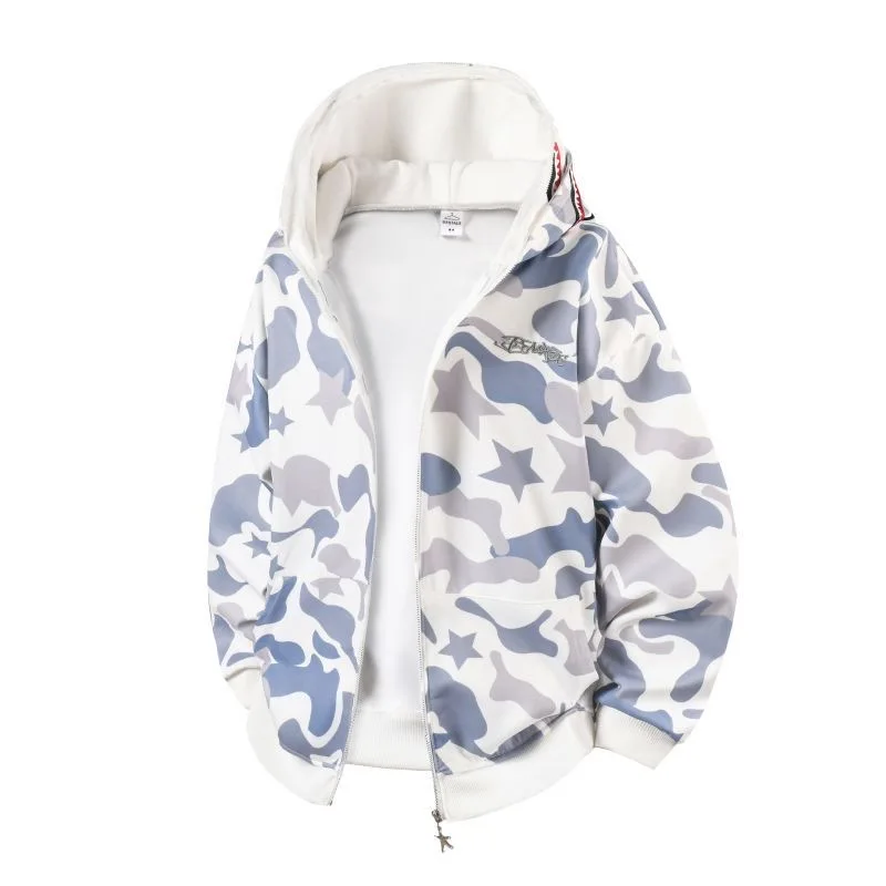 New Autumn and Winter Fashion Trend Printed American Retro Sports Hoodie Men's Casual Loose Comfortable Plus Size Jacket M-3XL