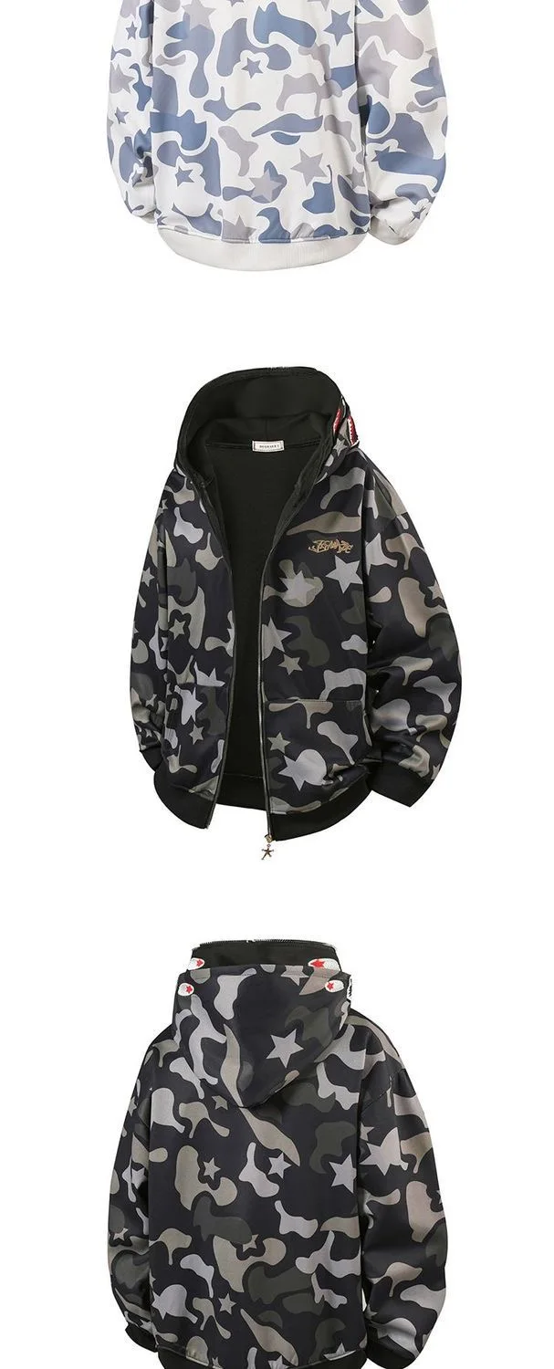New Autumn and Winter Fashion Trend Printed American Retro Sports Hoodie Men's Casual Loose Comfortable Plus Size Jacket M-3XL
