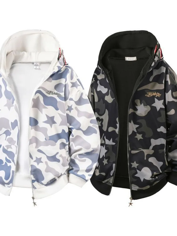 New Autumn and Winter Fashion Trend Printed American Retro Sports Hoodie Men's Casual Loose Comfortable Plus Size Jacket M-3XL