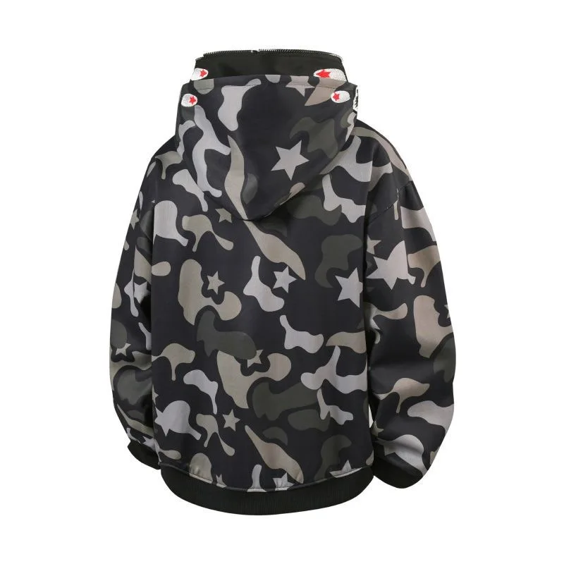 New Autumn and Winter Fashion Trend Printed American Retro Sports Hoodie Men's Casual Loose Comfortable Plus Size Jacket M-3XL