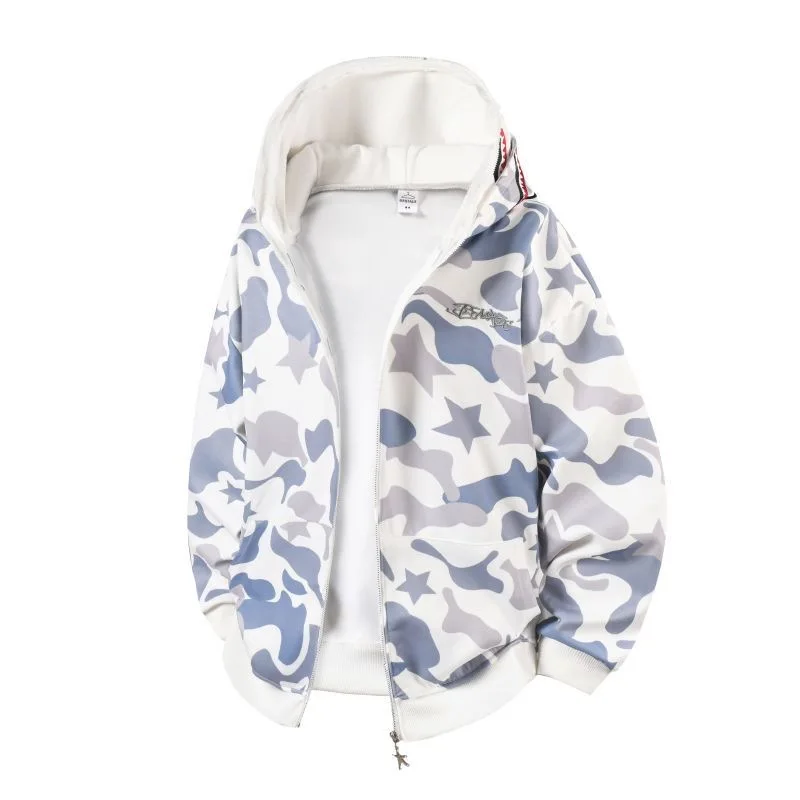 New Autumn and Winter Fashion Trend Printed American Retro Sports Hoodie Men's Casual Loose Comfortable Plus Size Jacket M-3XL