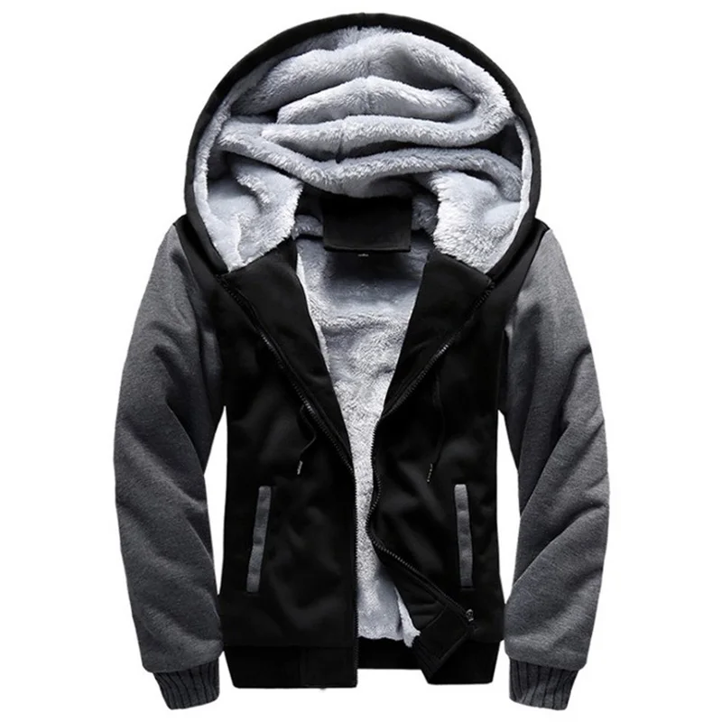 2026 New Men Hoodies Winter Thick Warm Fleece Zipper Men Hoodies Coat Sportwear Male Streetwear Hoodies Sweatshirts Men 4XL 5XL