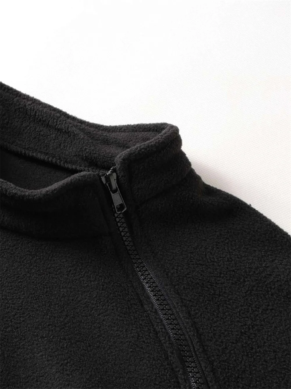 Autumn Winter Men's Polar Fleece Sweatshirt Outdoor Warm Tactical Double Zipper Stand Collar Top Casual Solid Color Sweatshirt