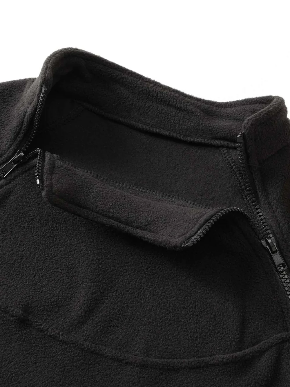 Autumn Winter Men's Polar Fleece Sweatshirt Outdoor Warm Tactical Double Zipper Stand Collar Top Casual Solid Color Sweatshirt