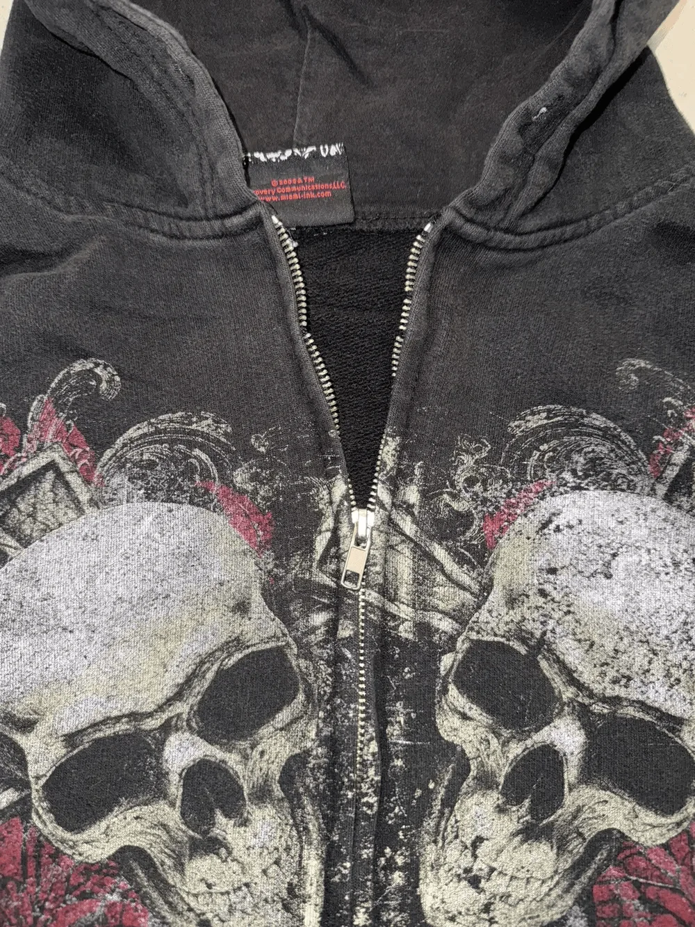 Mens Black Zip Hoodie Skull Print Dark Style Cotton Streetwear Jacket Casual Long Sleeve Pullover Hooded Sweatshirt Graphic