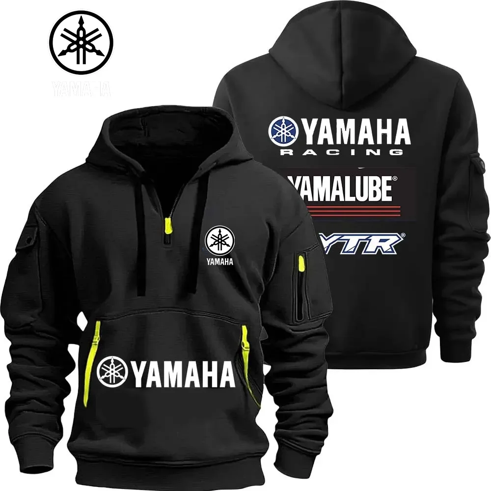Yamaha YamaLube Logo Motorcycle Racing Team Men Half Zipper Hoodie Spring Male Sweatshirt Fashion Sports Men's Pullover Clothes